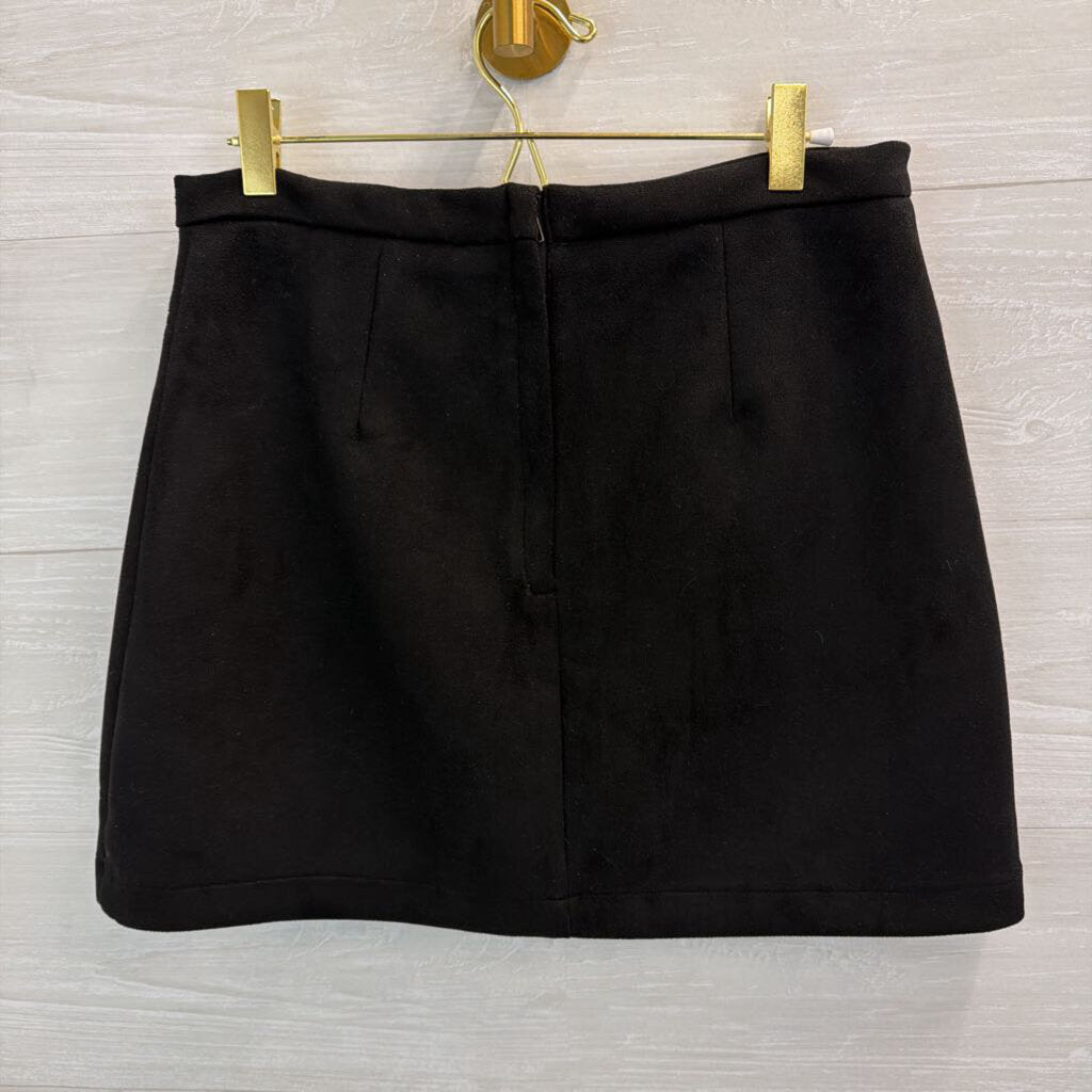 HYFVE Black Suede Button Front Mini Skirt Medium