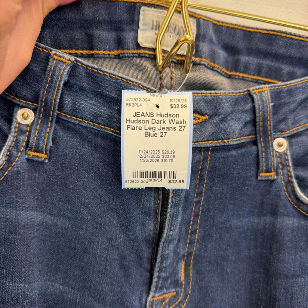 Hudson Dark Wash Flare Leg Jeans 27