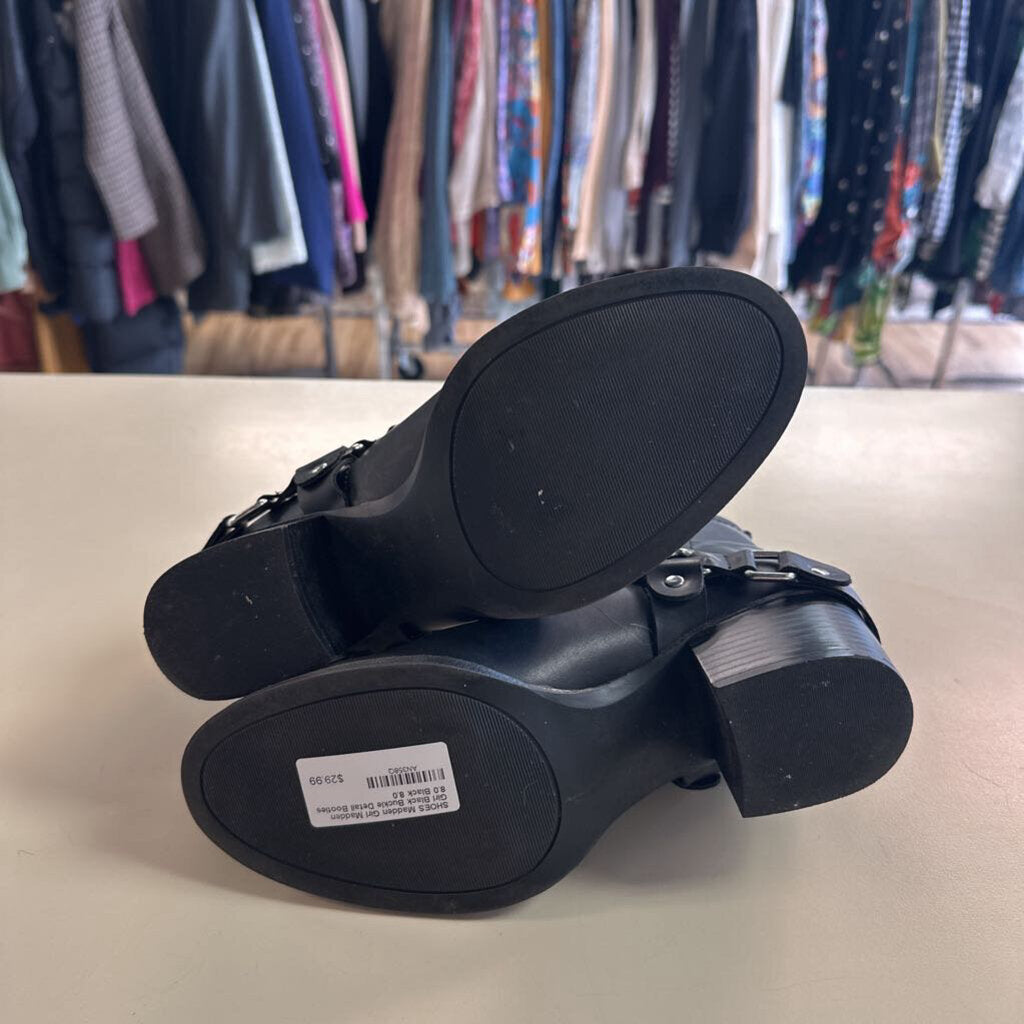 Madden Girl Black Buckle Detail Booties 8.0