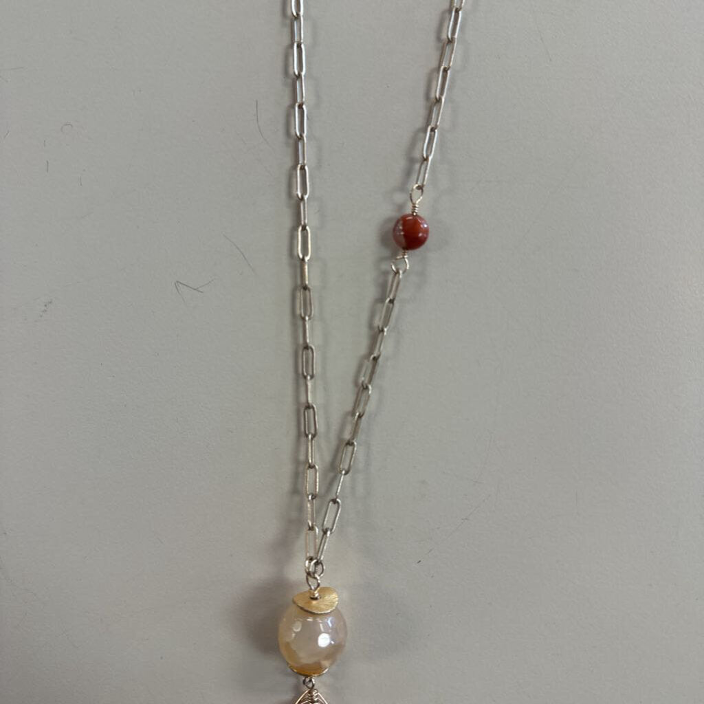 Lotus Pendant Long Necklace