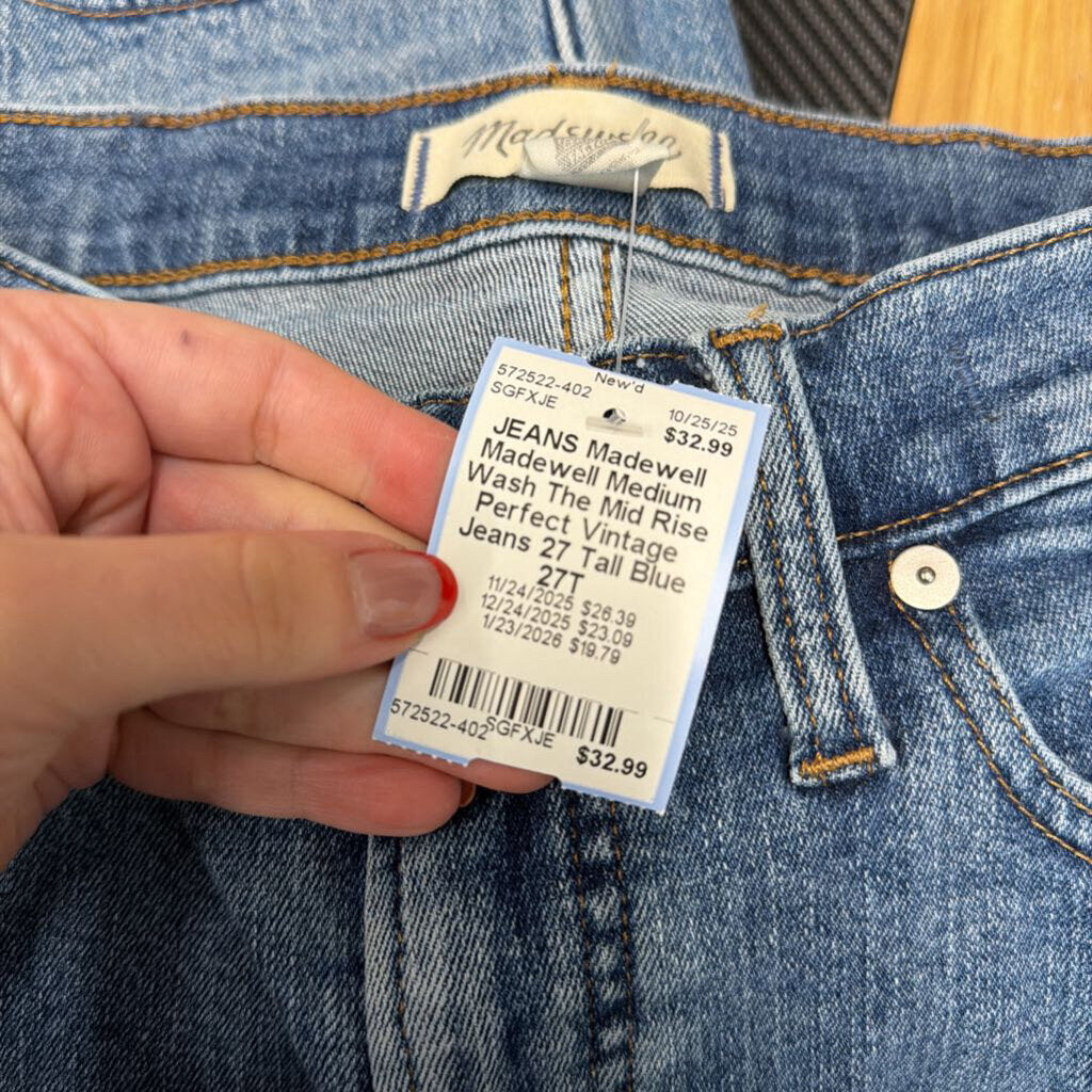 Madewell Medium Wash The Mid Rise Perfect Vintage Jeans 27 Tall