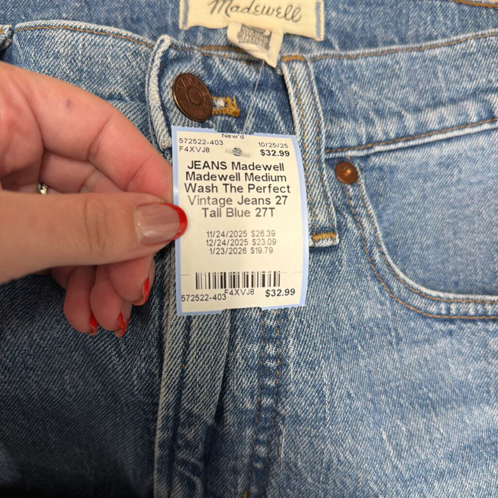 Madewell Medium Wash The Perfect Vintage Jeans 27 Tall