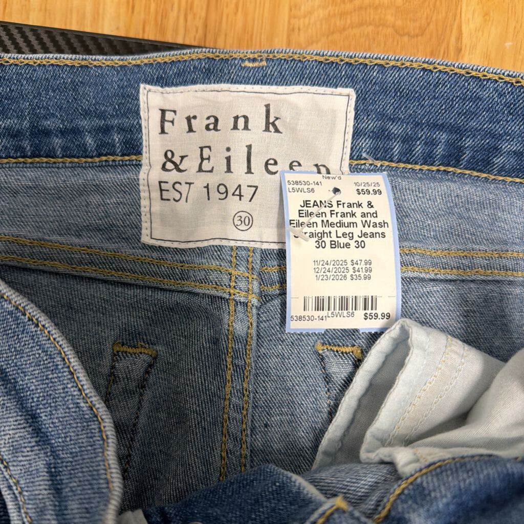 Frank and Eileen Medium Wash Straight Leg Jeans 30