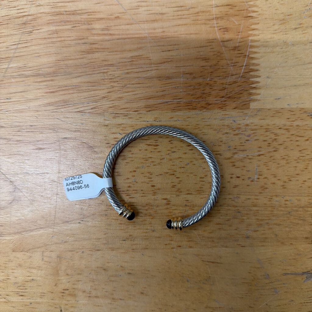 Silver/ Black Stone Detail Wrap Bracelet