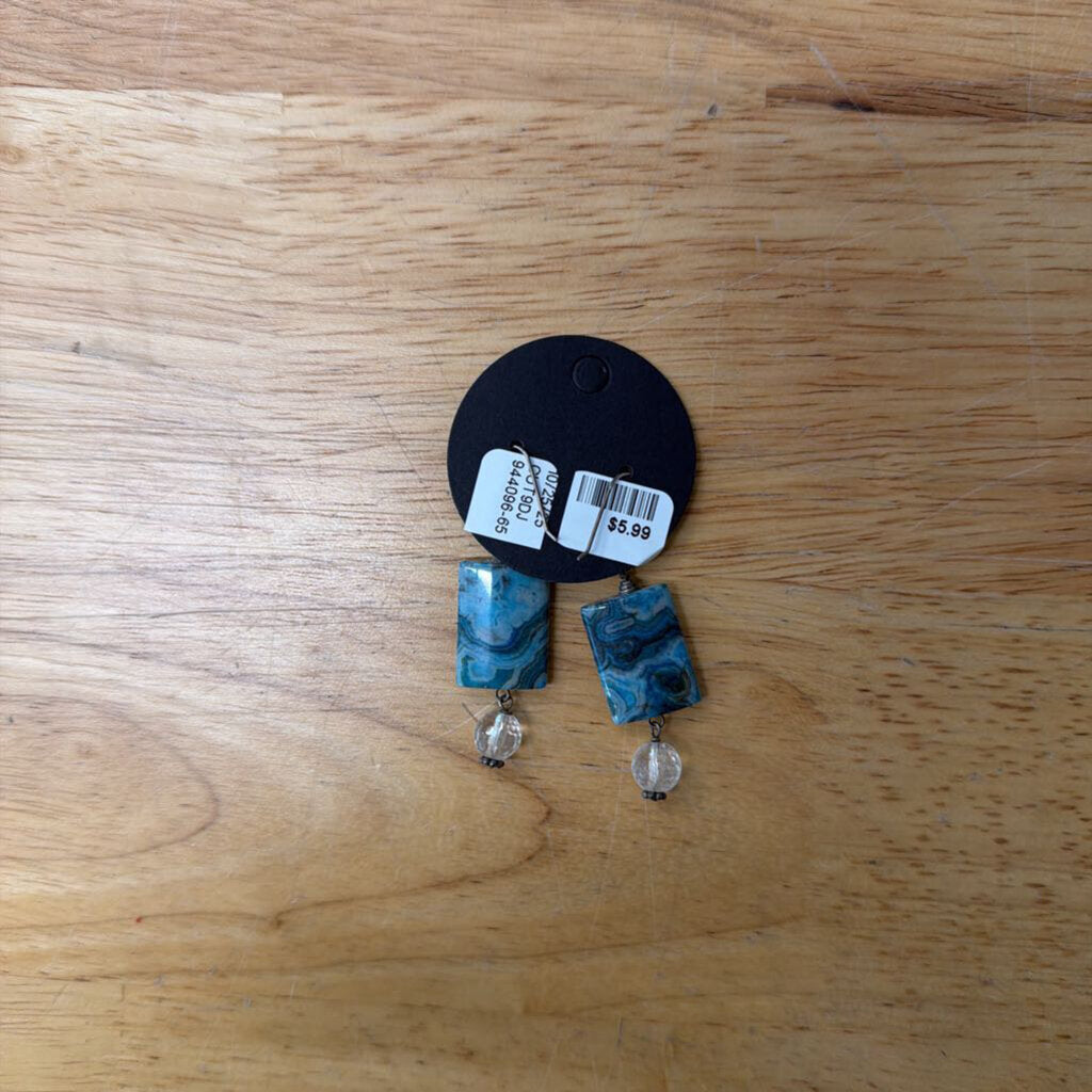 Silver/ Blue Stone Drop Earrings