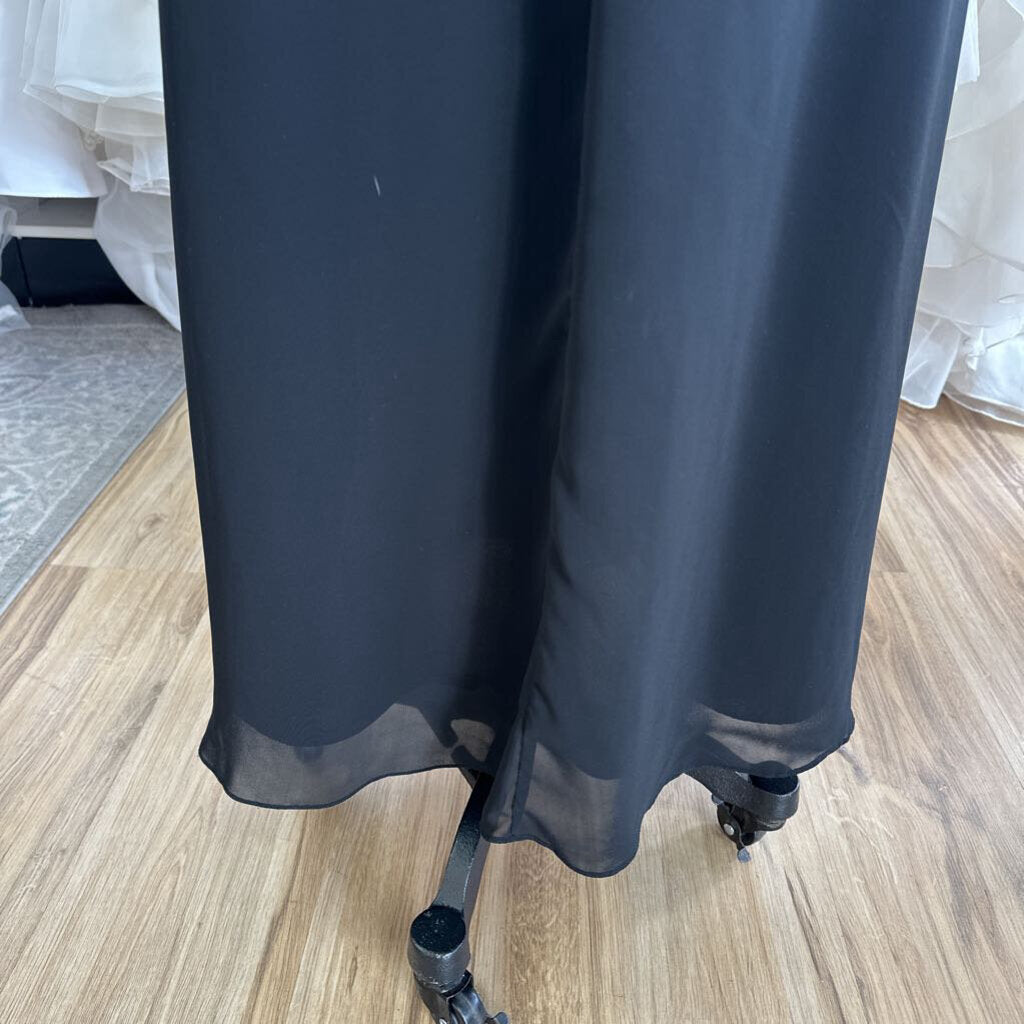 Christina Wu Flutter Sleeve Long Chiffon Dress 0