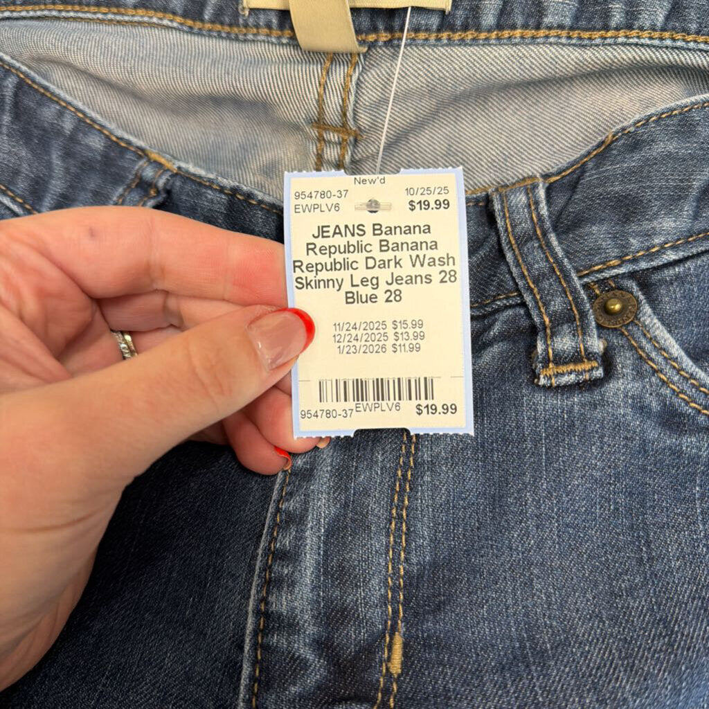 Banana Republic Dark Wash Skinny Leg Jeans 28
