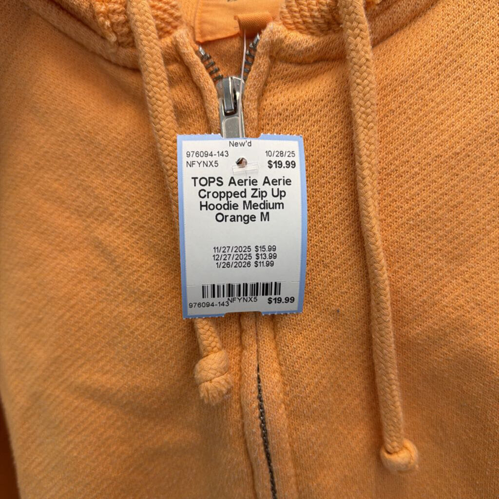 Aerie Cropped Zip Up Hoodie Medium
