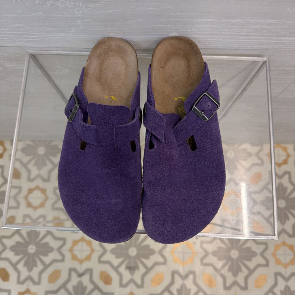 Birkenstock Boston Purple Suede Slip On 39