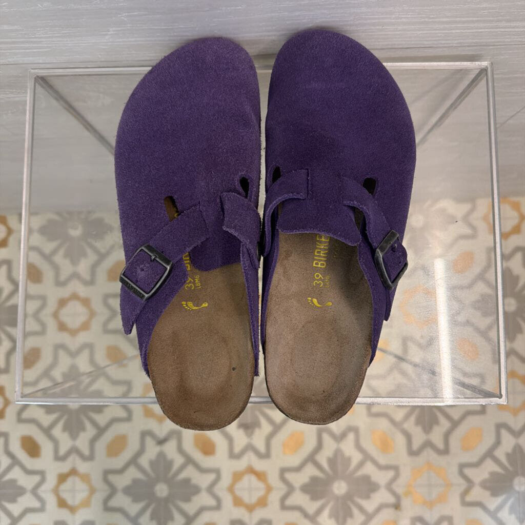 Birkenstock Boston Purple Suede Slip On 39