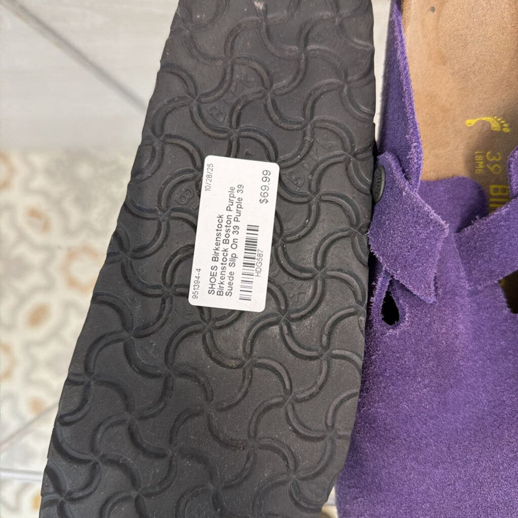 Birkenstock Boston Purple Suede Slip On 39