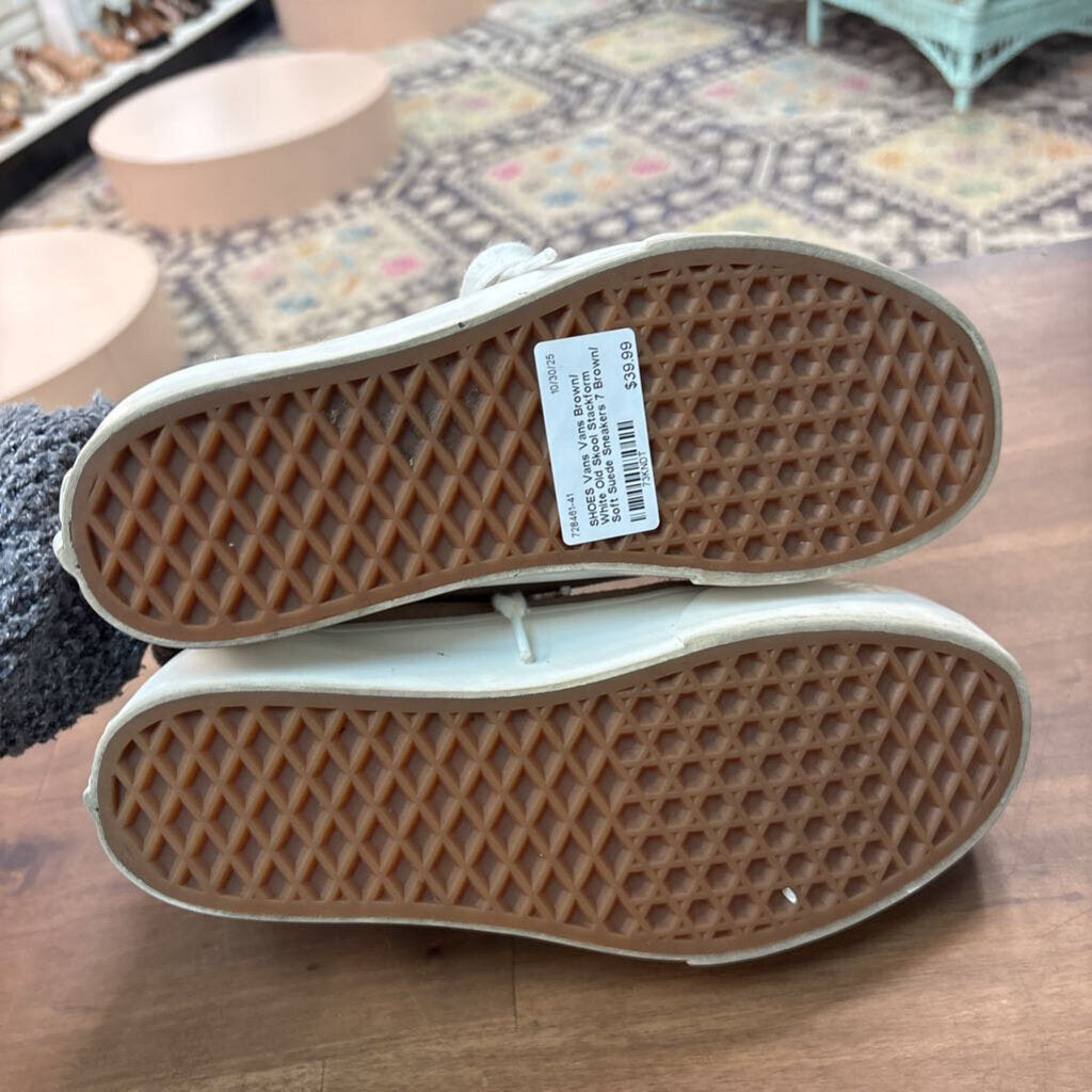 Vans Brown/ White Old Skool Stackform Soft Suede Sneakers 7