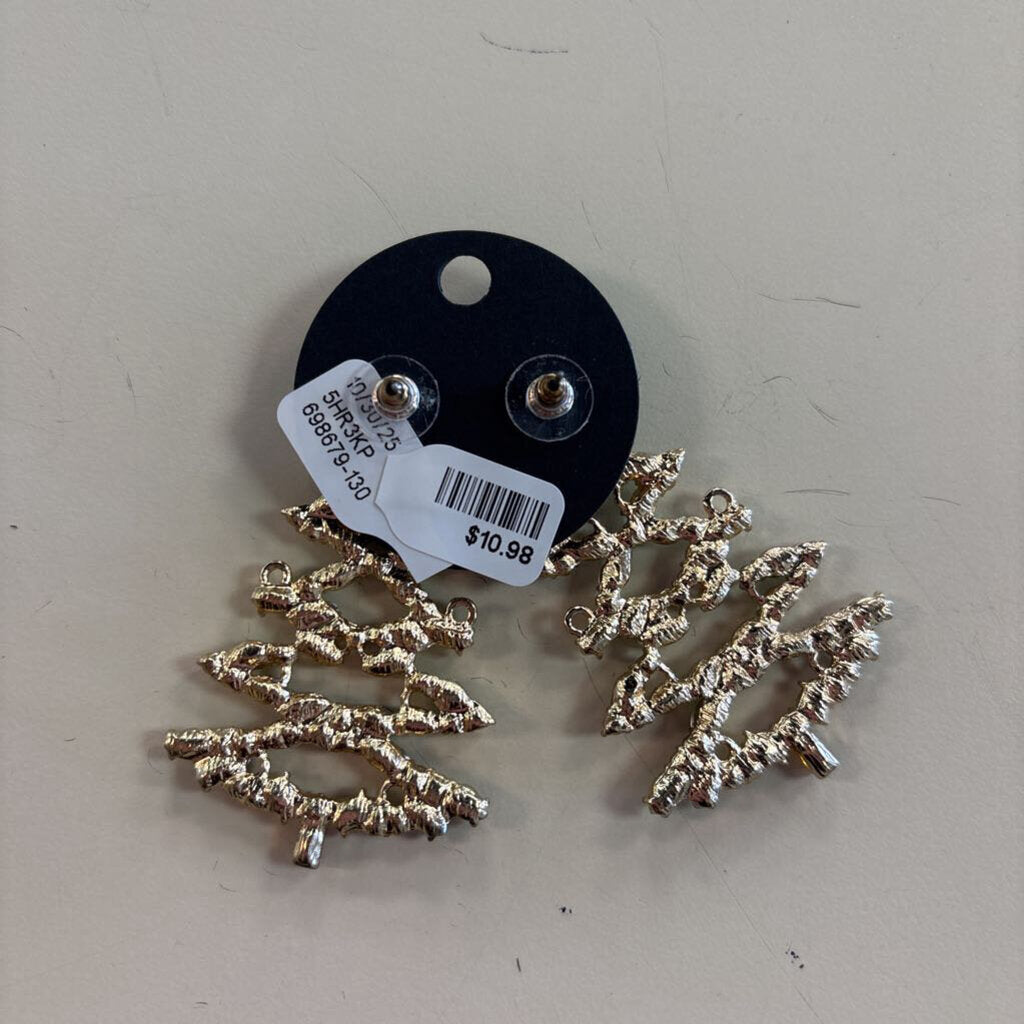 Christmas Tree Gold Dangly Earrings