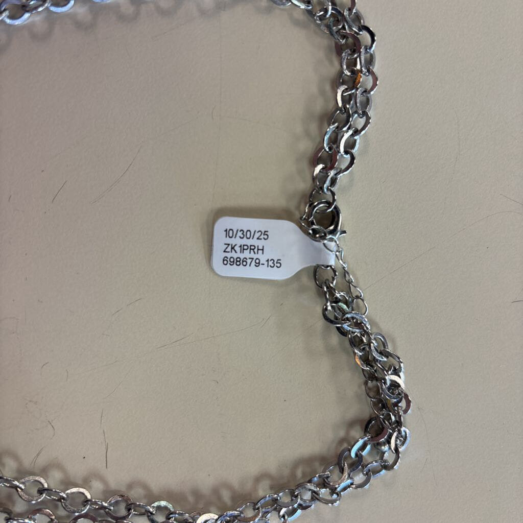 Silver Layered Christmas Tree And Bells Necklace