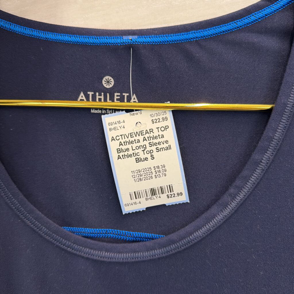 Athleta Blue Long Sleeve Athletic Top Small