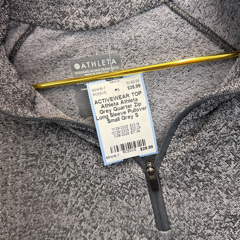 Athleta Grey Quarter Zip Long Sleeve Pullover Small