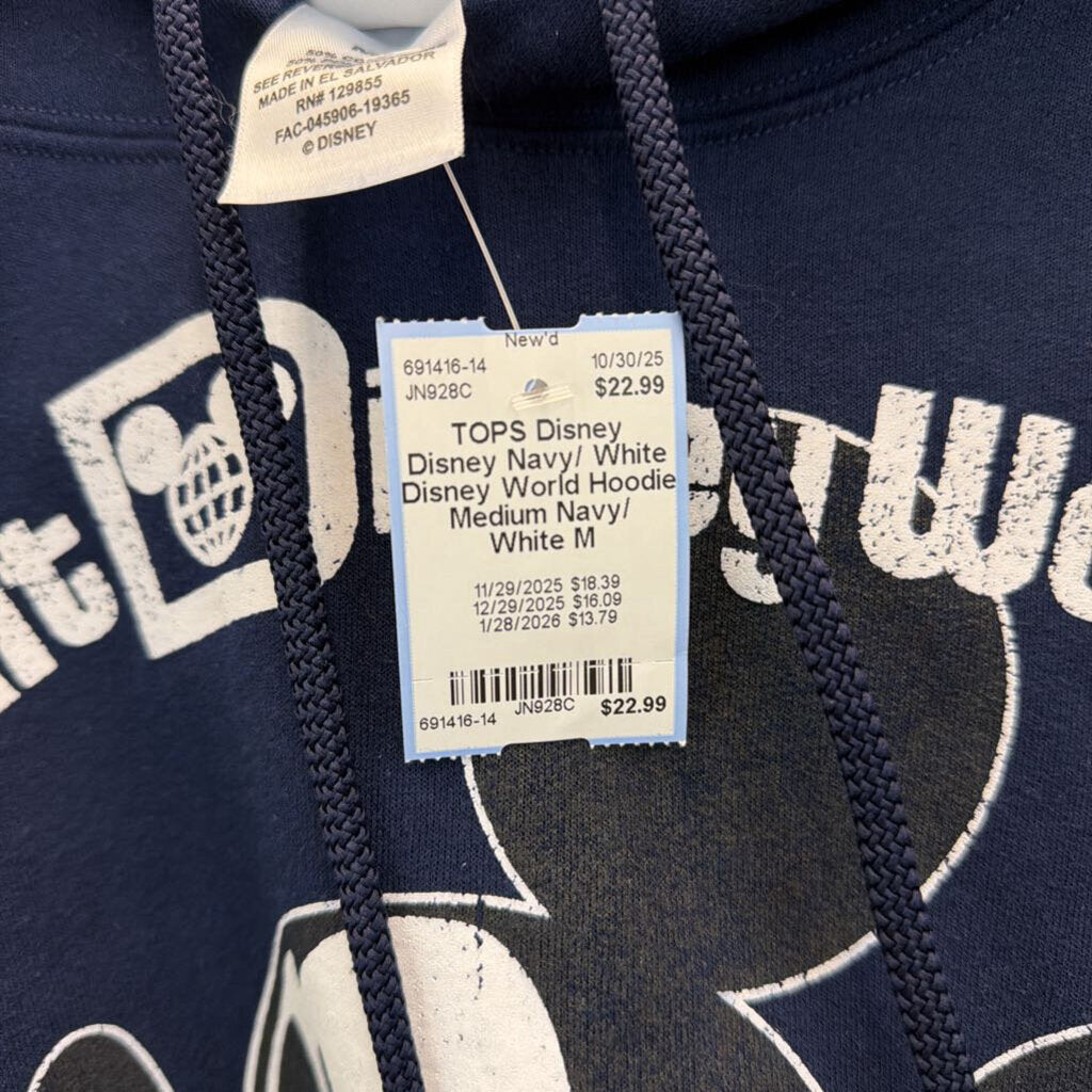 Disney Navy/ White Disney World Hoodie Medium