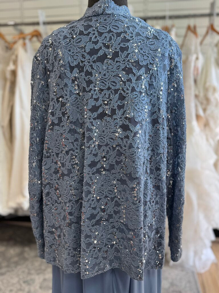 Onyx Nite Dusty Blue Lace Top/ Jacket Dress Set 20W