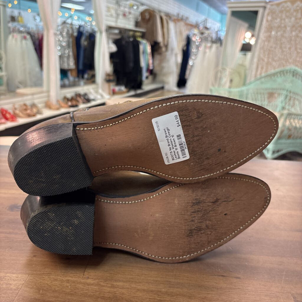 Brown Leather Western Cowgirl Boots 10