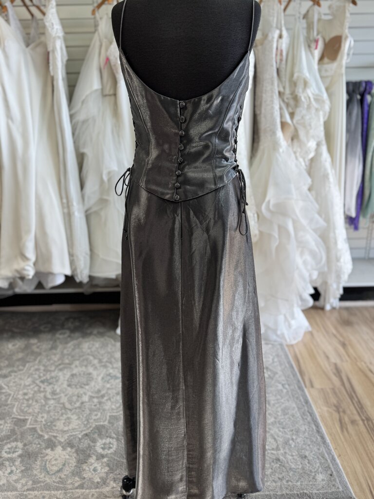 Night Way Metallic Grey 2 Piece Long Formal Dress 6
