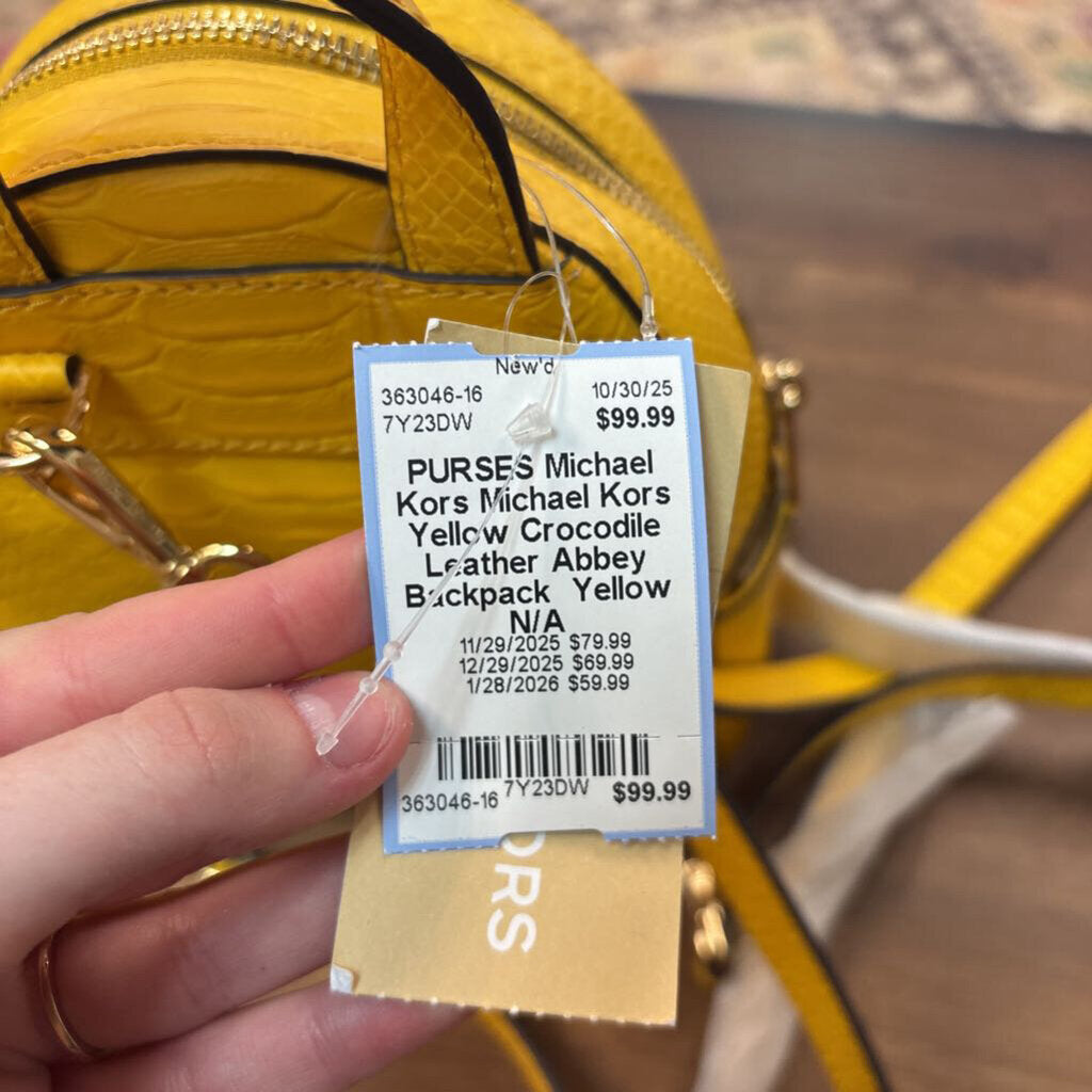 Michael Kors Yellow Crocodile Leather Abbey Backpack
