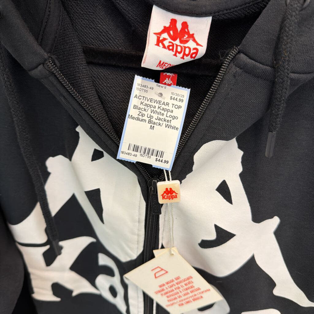 Kappa Black/ White Logo Zip Up Jacket Medium