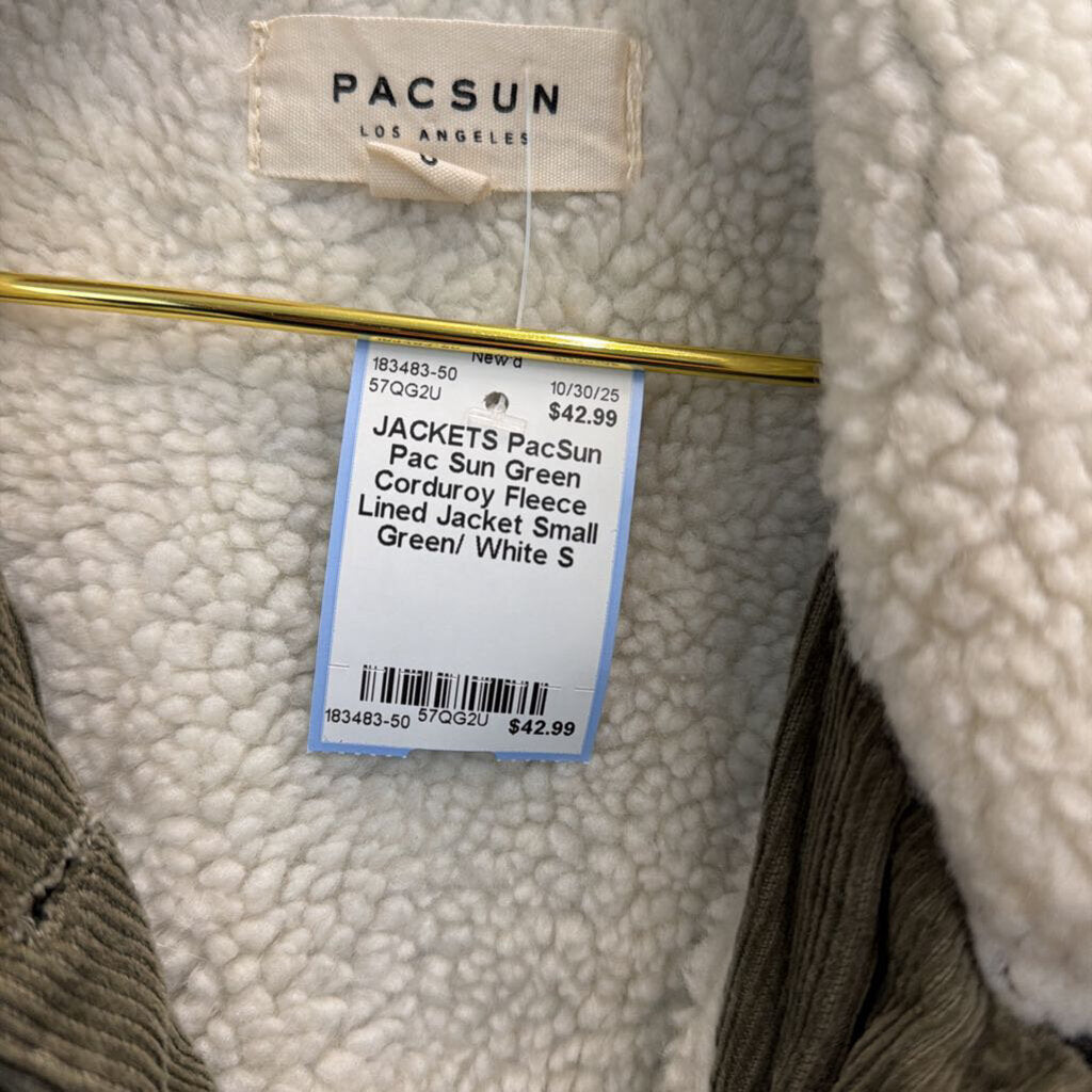 Pac Sun Green Corduroy Fleece Lined Jacket Small