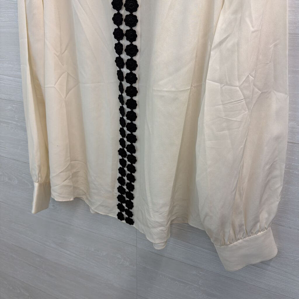 Kate Spade White/ Black Floral Lace Long Sleeve Top Medium