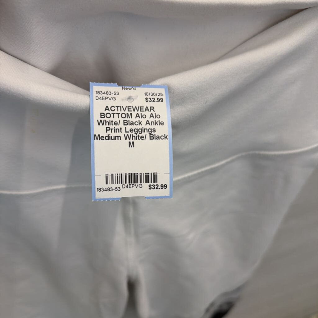 Alo White/ Black Ankle Print Leggings Medium