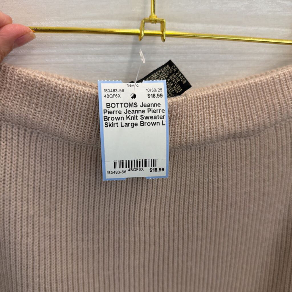 Jeanne Pierre Brown Knit Sweater Skirt Large
