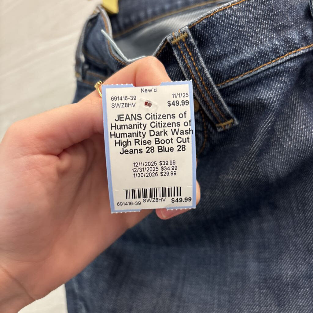 Citizens of Humanity Dark Wash High Rise Boot Cut Jeans 28