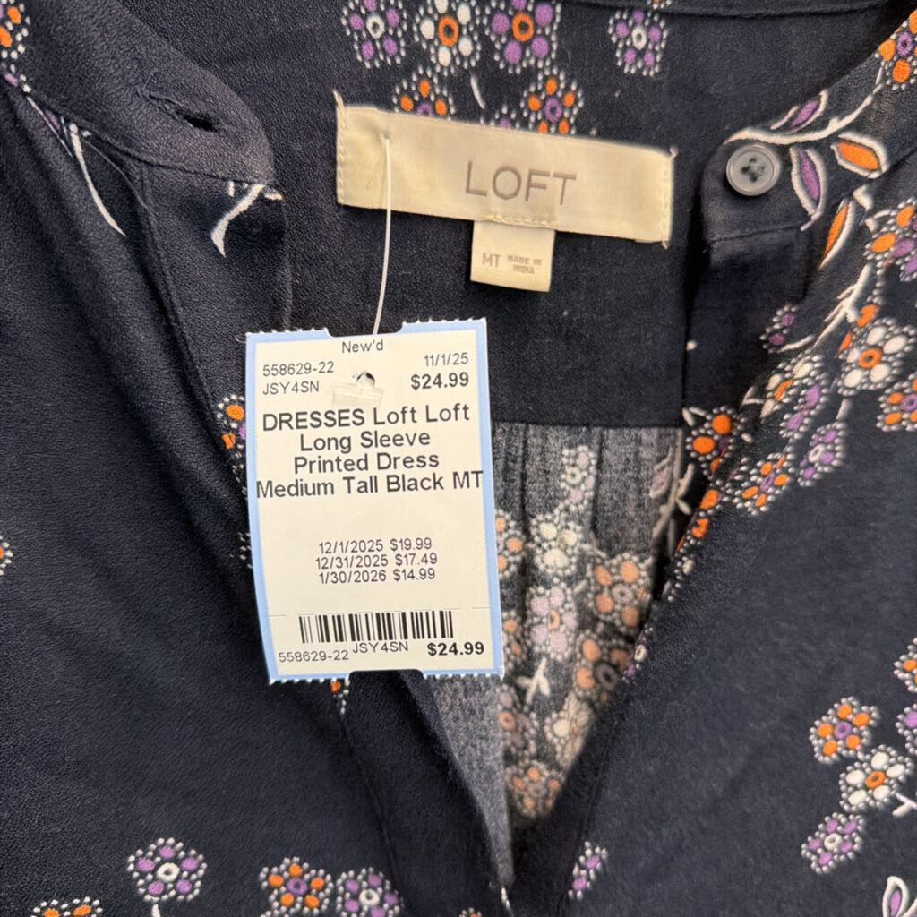 Loft Long Sleeve Printed Dress Medium Tall