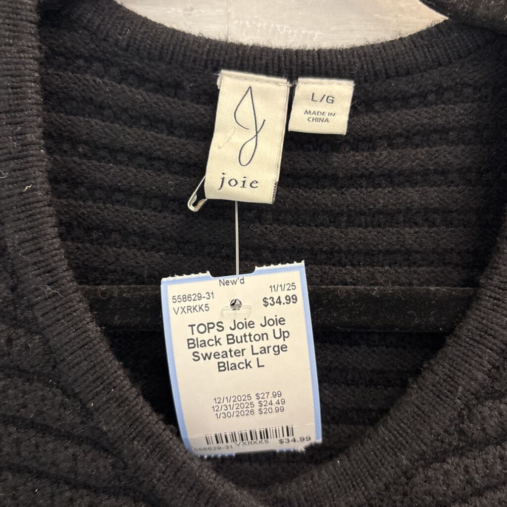 Joie Black Button Up Sweater Large