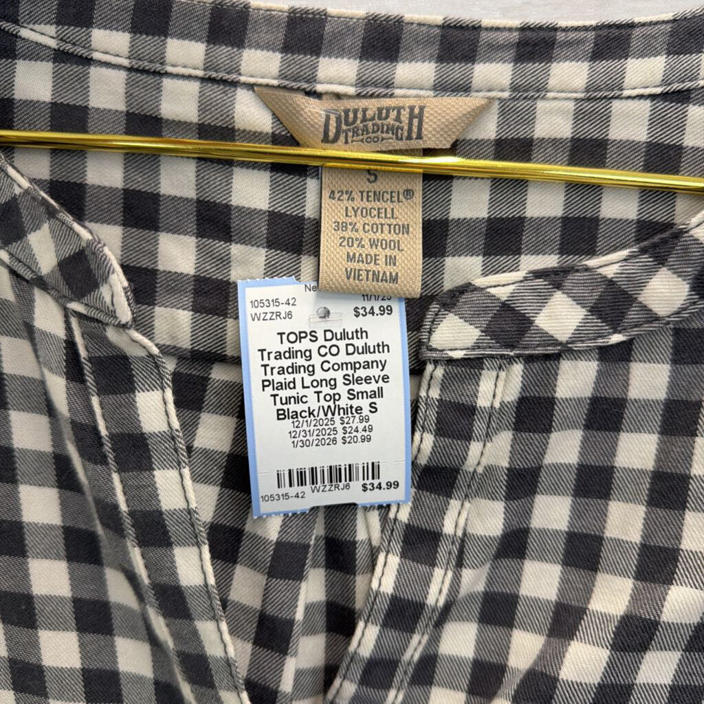 Duluth Trading Company Plaid Long Sleeve Tunic Top Small