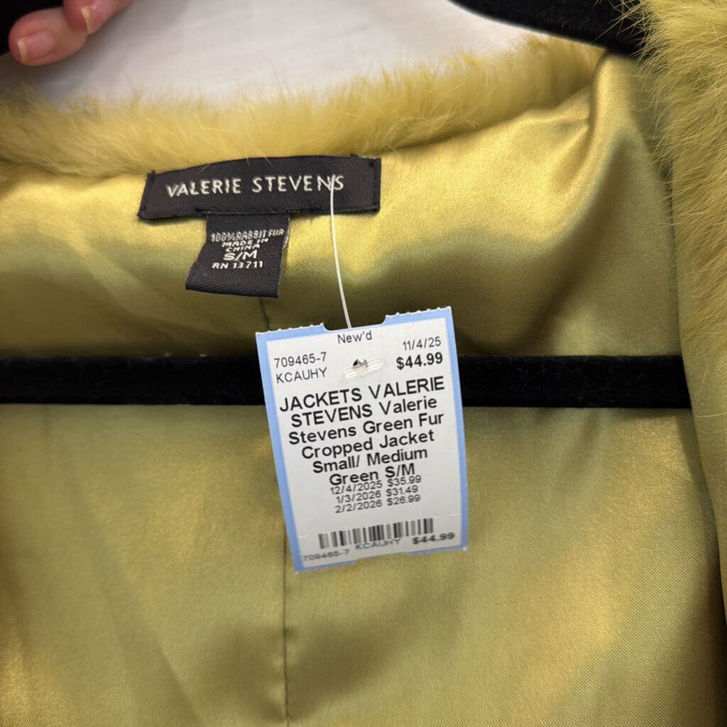 Valerie Stevens Green Fur Cropped Jacket Small/ Medium