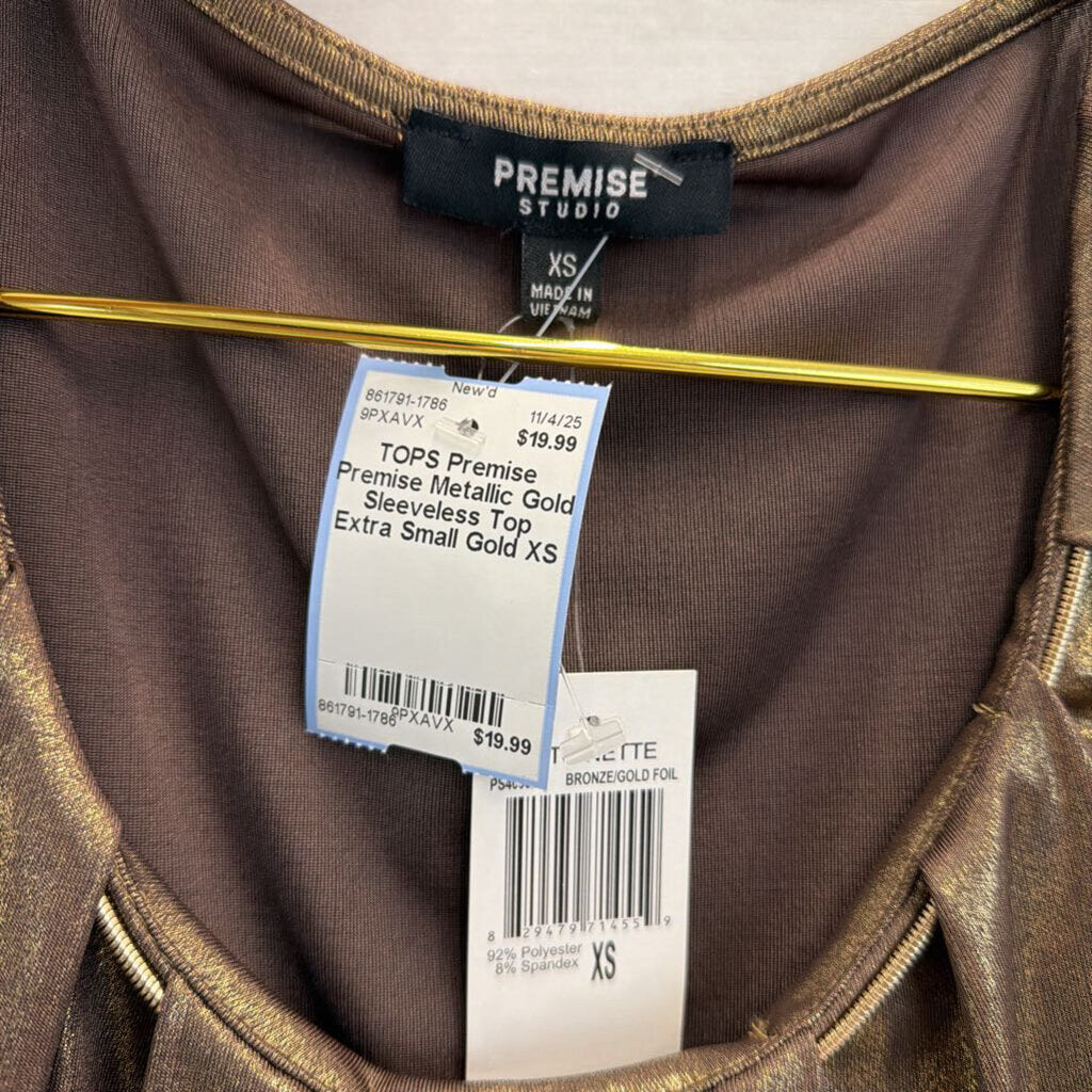 Premise Metallic Gold Sleeveless Top Extra Small