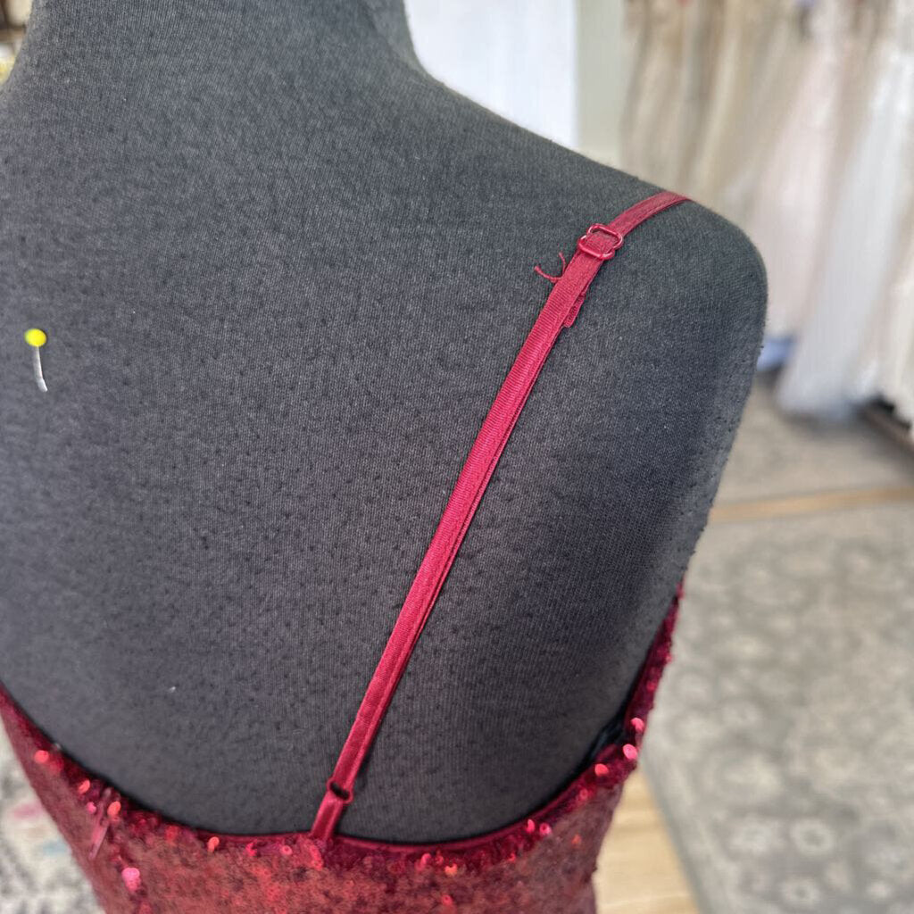 B Smart Red Sequin Long Formal Dress 7/8