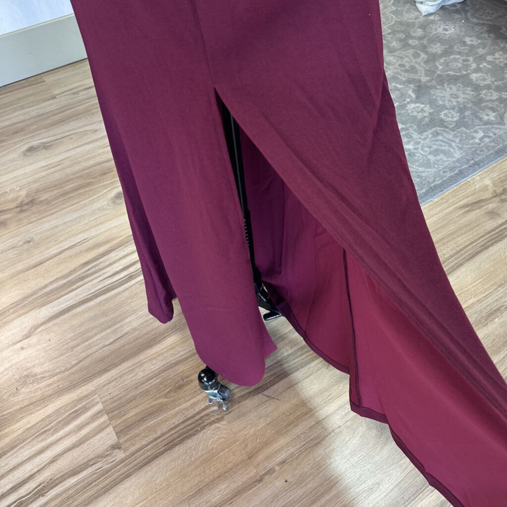 DB Studio Burgundy Strapless Long Formal Dress 8