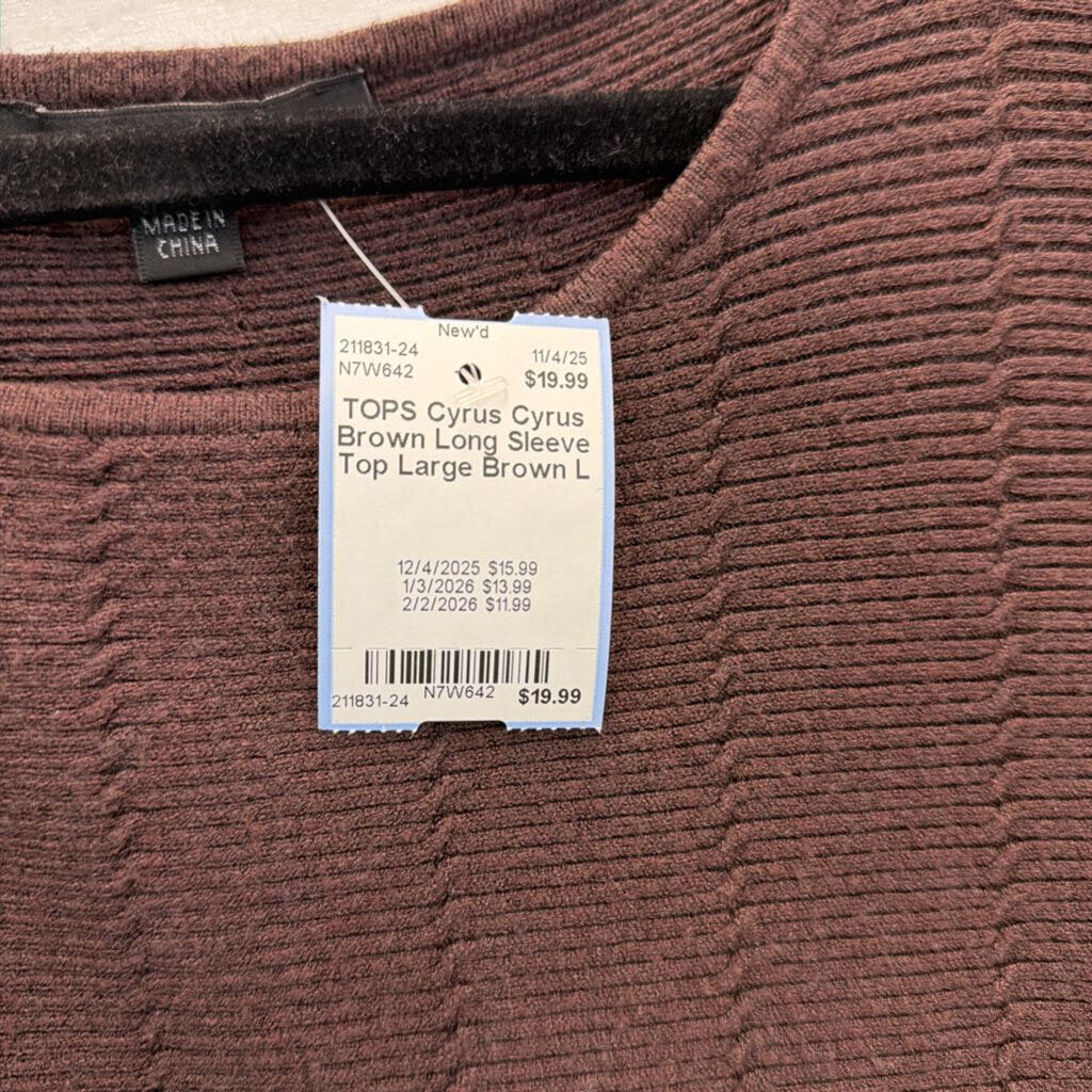 Cyrus Brown Long Sleeve Top Large