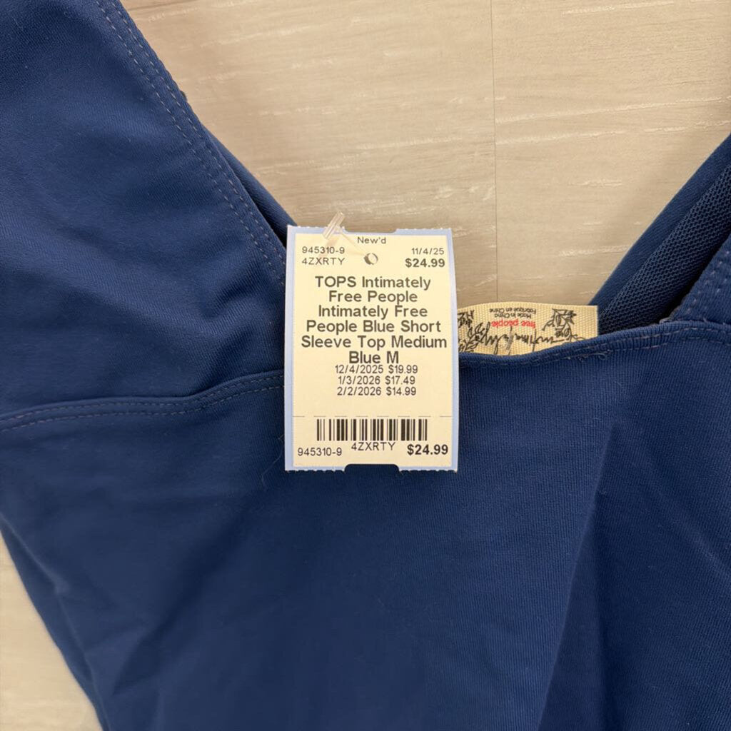 Intimately Free People Blue Short Sleeve Top Medium