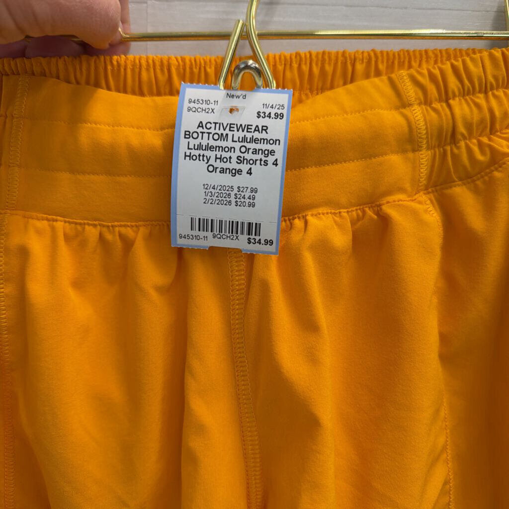 Lululemon Orange Hotty Hot Shorts 4