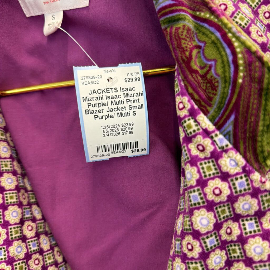 Isaac Mizrahi Purple/ Multi Print Blazer Jacket Small