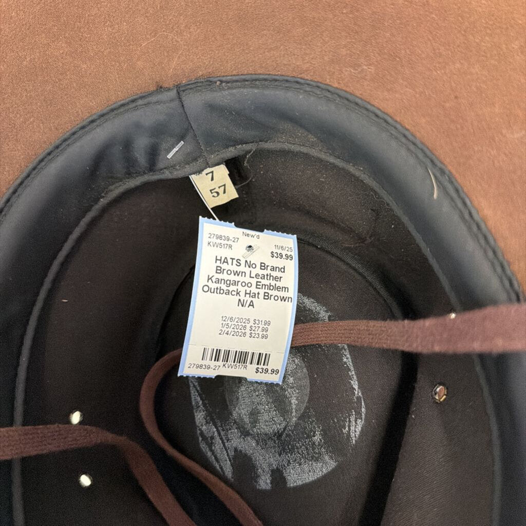 Brown Leather Kangaroo Emblem Outback Hat