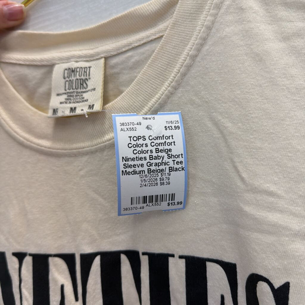 Comfort Colors Beige Nineties Baby Short Sleeve Graphic Tee Medium