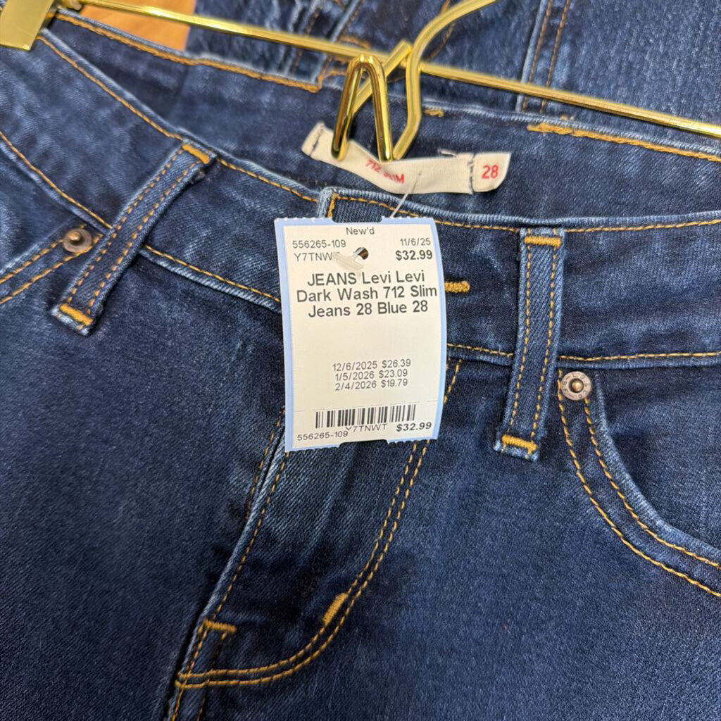 Levi Dark Wash 712 Slim Jeans 28