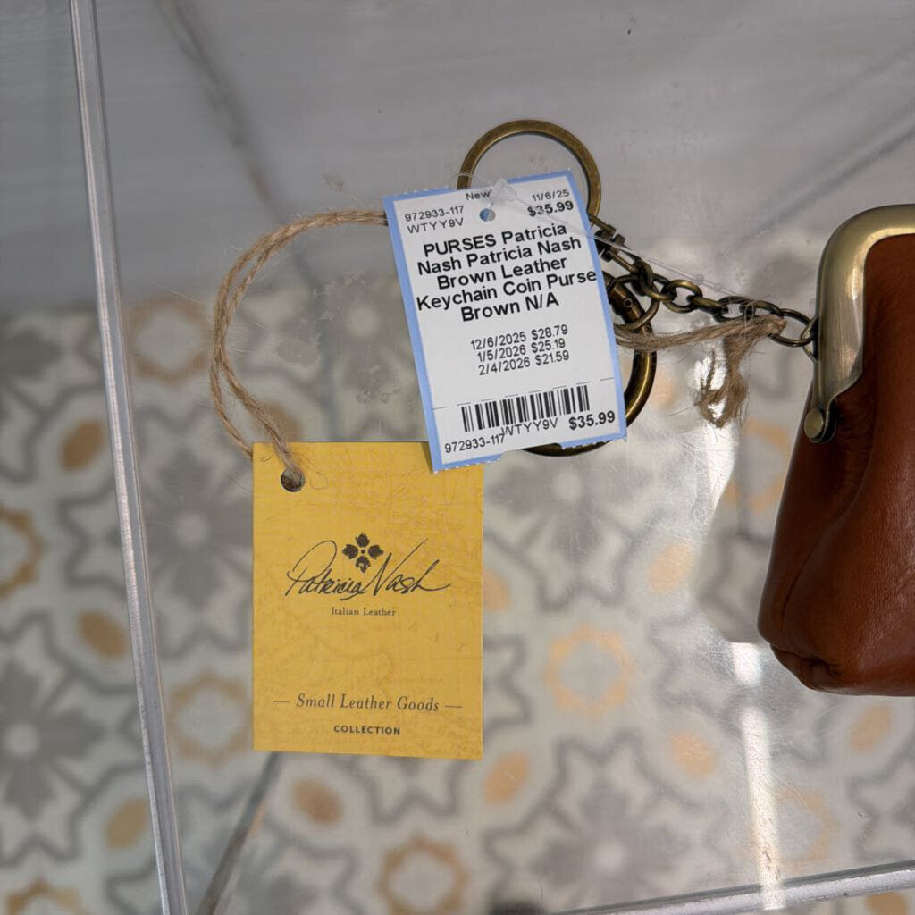 Patricia Nash Brown Leather Keychain Coin Purse
