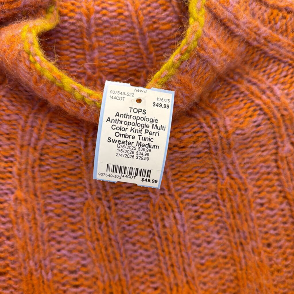 Anthropologie Multi Color Knit Perri Ombre Tunic Sweater Medium