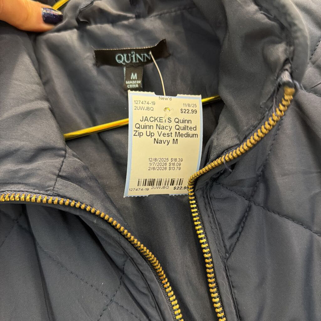 Quinn Nacy Quilted Zip Up Vest Medium