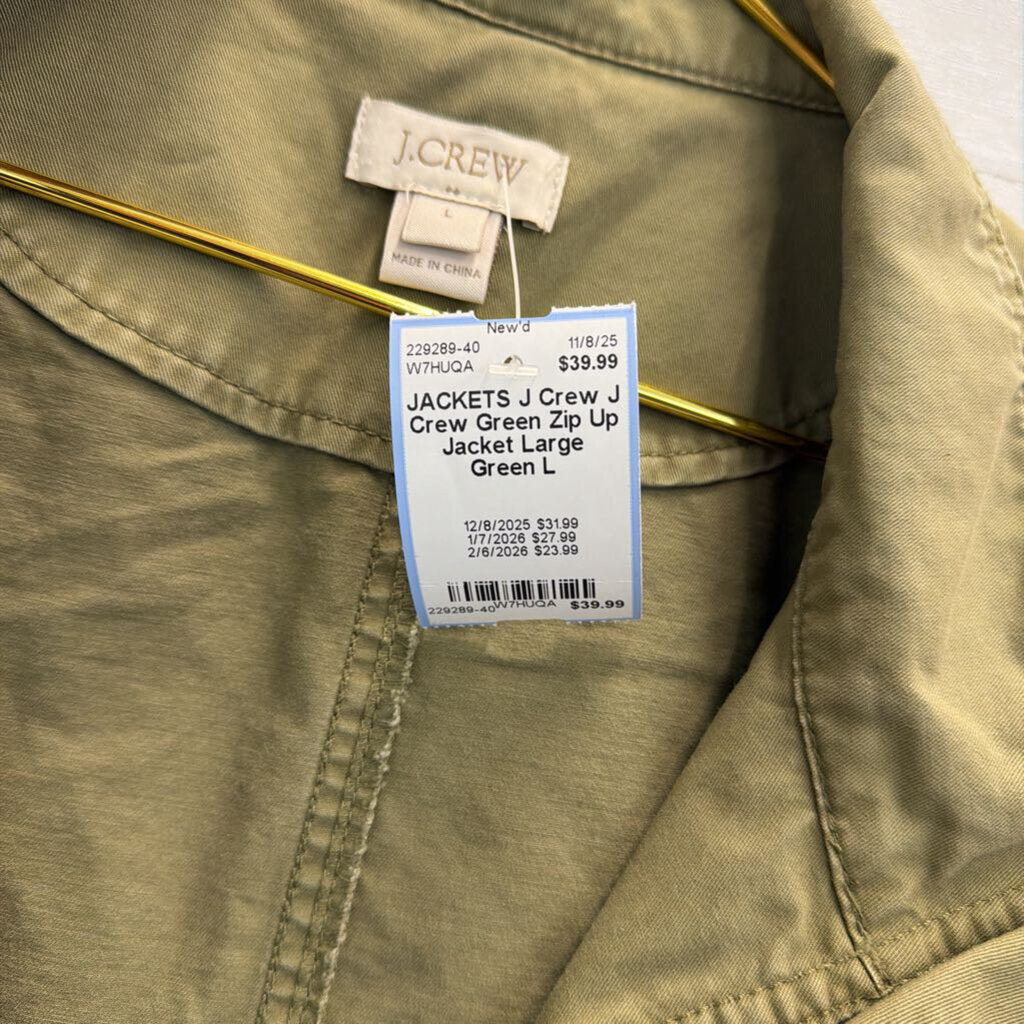 J Crew Green Zip Up Jacket Large