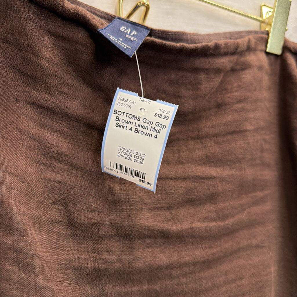 Gap Brown Linen Midi Skirt 4